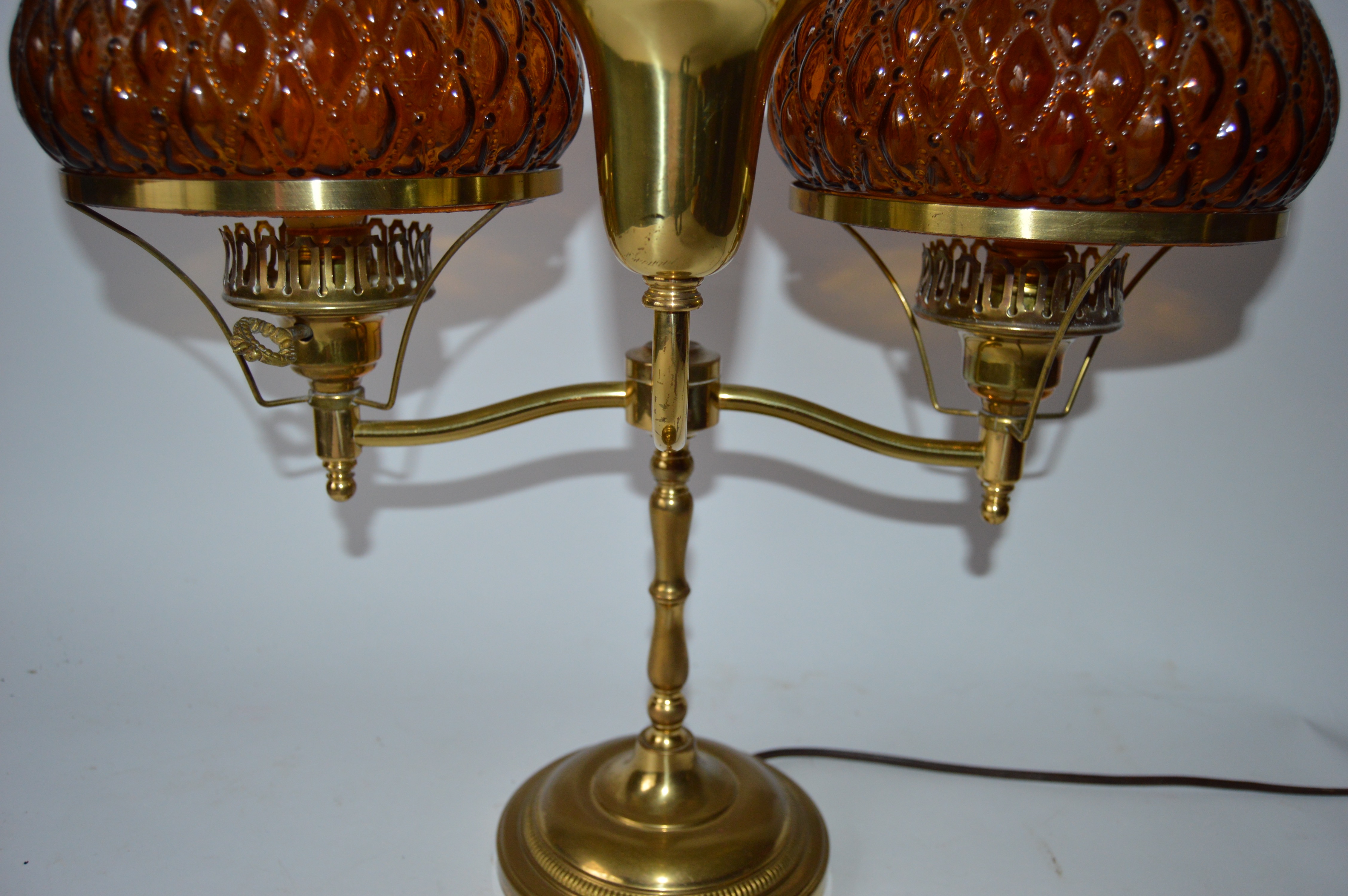 Double Student Lamp with Hobnail Shades