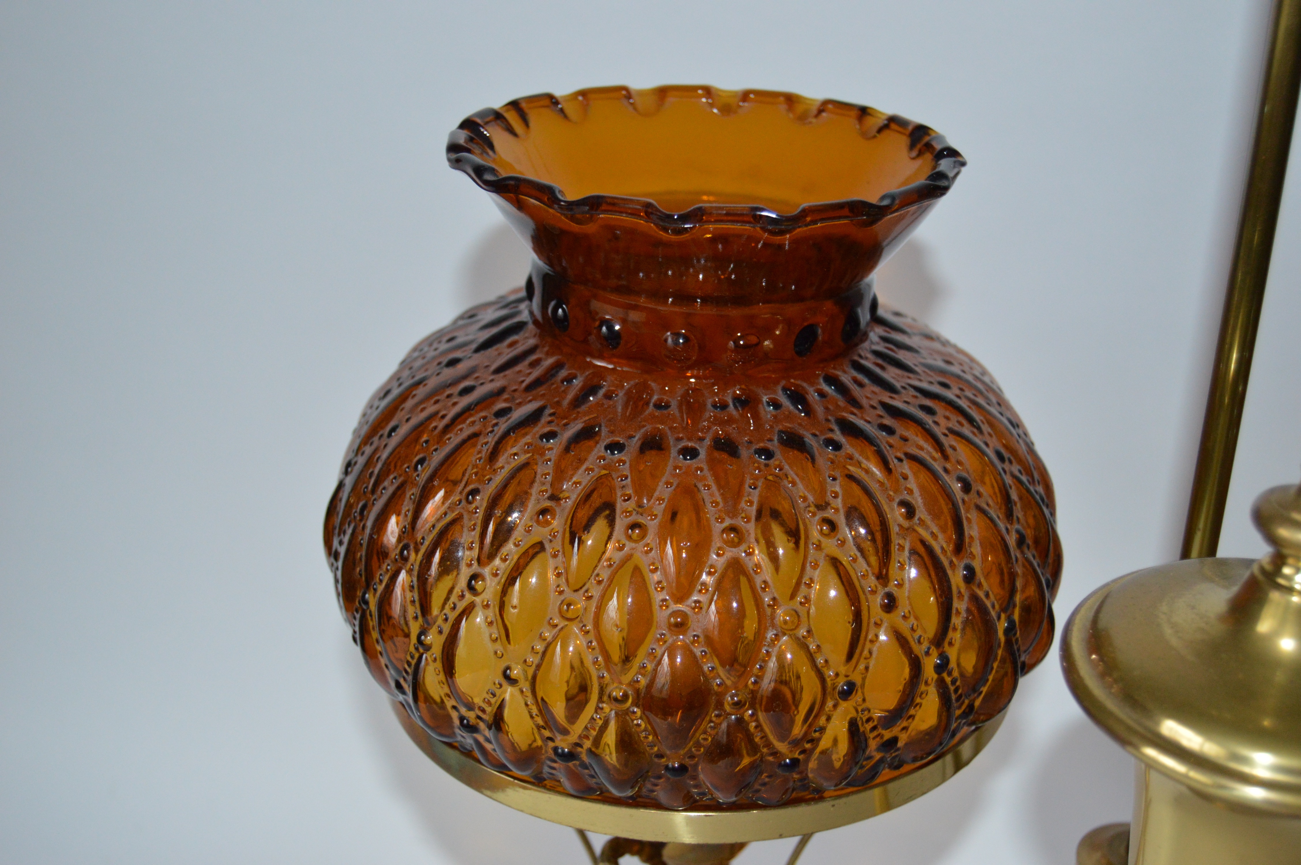 Double Student Lamp with Hobnail Shades