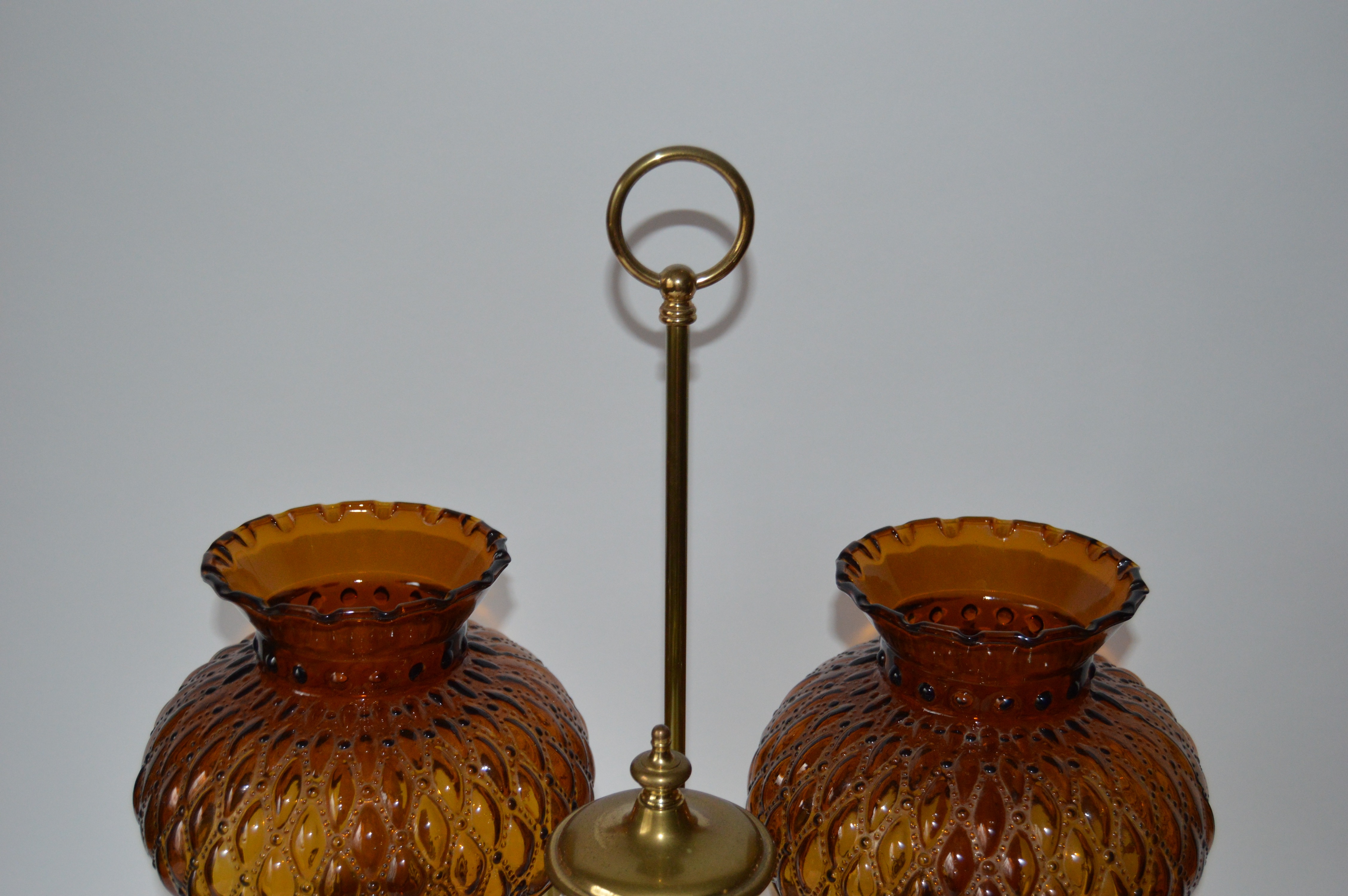 Double Student Lamp with Hobnail Shades