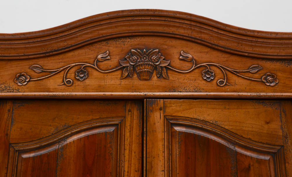 English Traditions Carved French Armoire / Entertainment Cabinet
