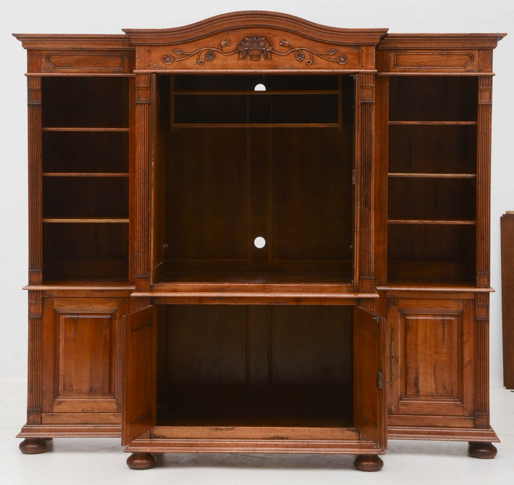 English Traditions Carved French Armoire / Entertainment Cabinet