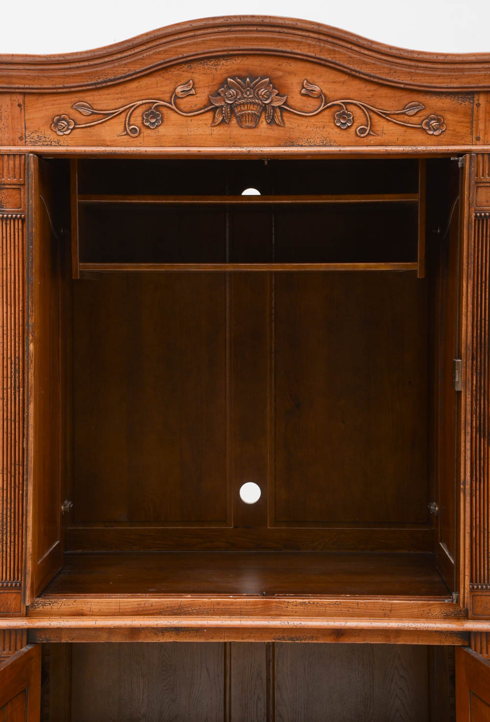 English Traditions Carved French Armoire / Entertainment Cabinet