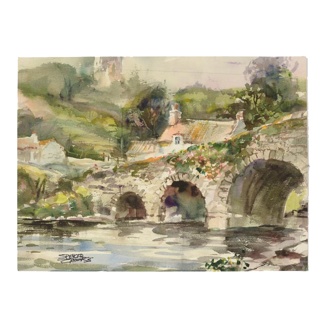 Spencer Crooks Original Watercolor Rural Landscape Painting