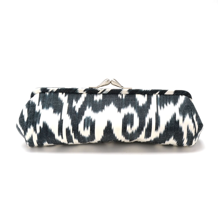 Black and White Batik Print Cloth Clutch