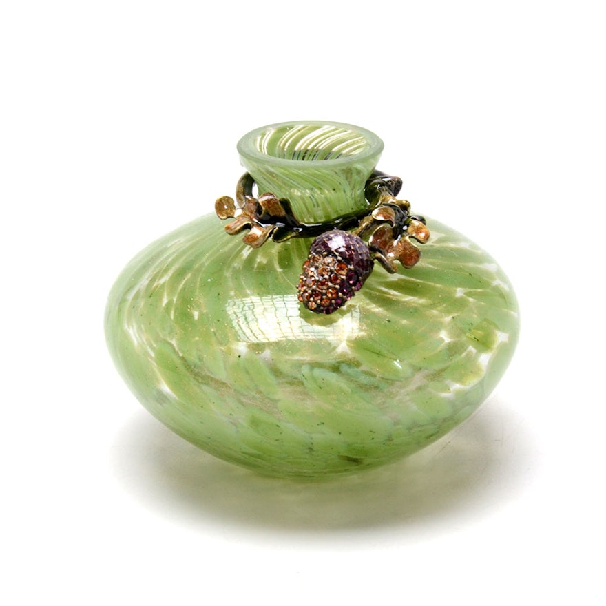 Jay Strongwater Mini Bud Vase with Acorn Wrap