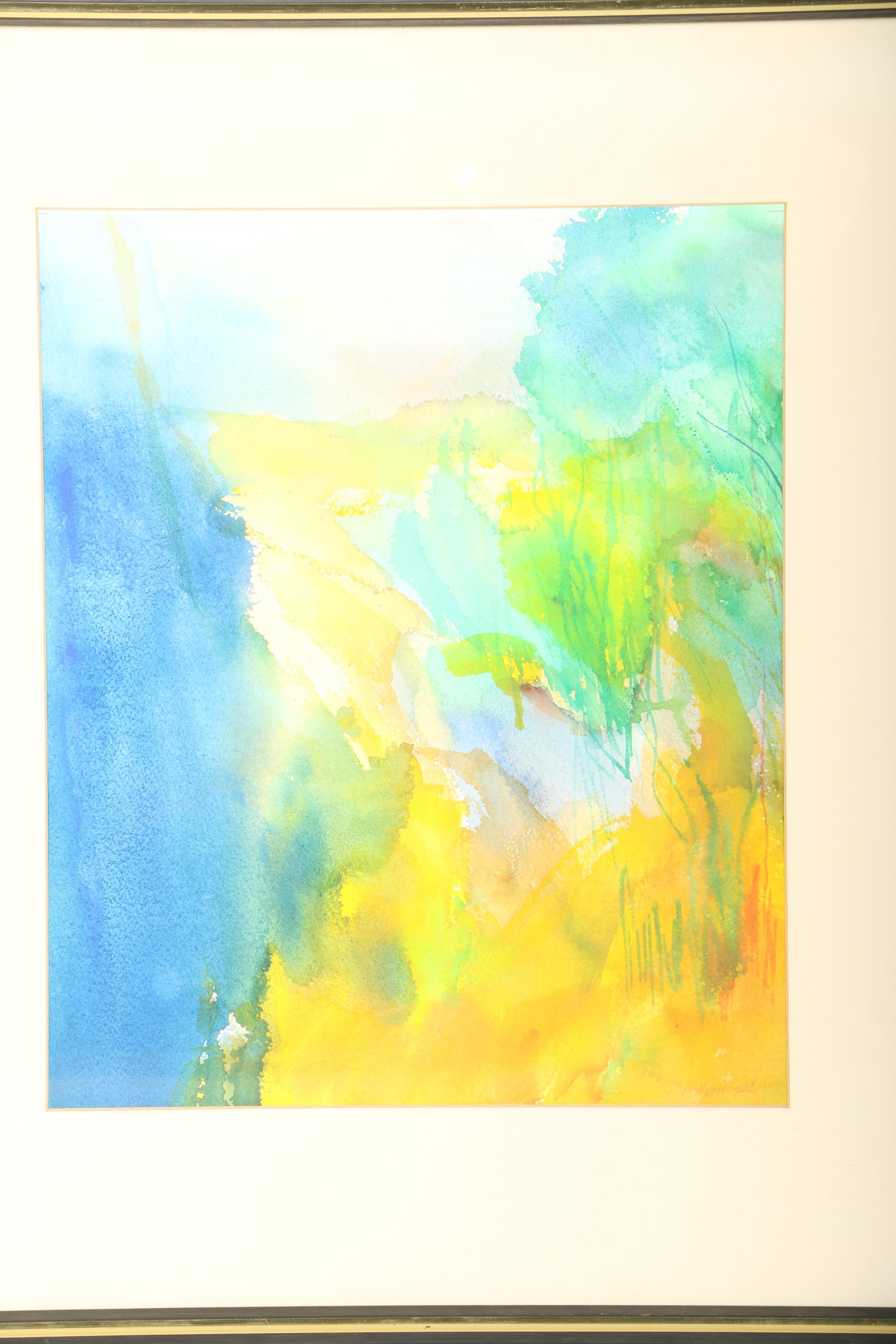 Jordan Krimstein 1974 Abstract Watercolor "Shoreline"