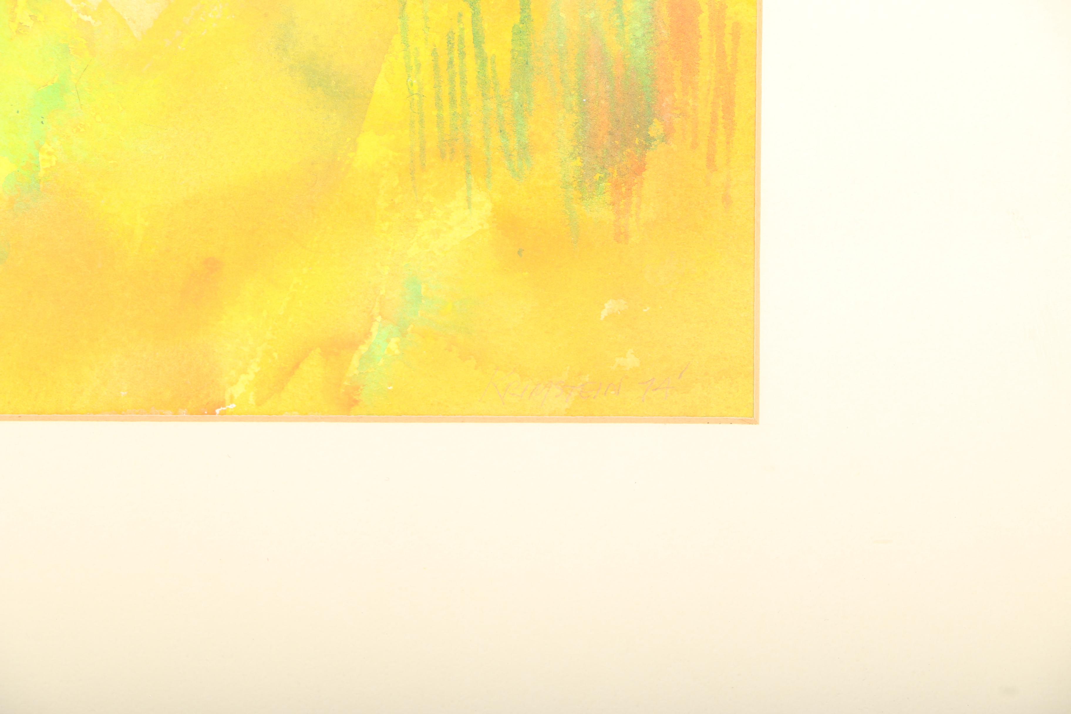 Jordan Krimstein 1974 Abstract Watercolor "Shoreline"