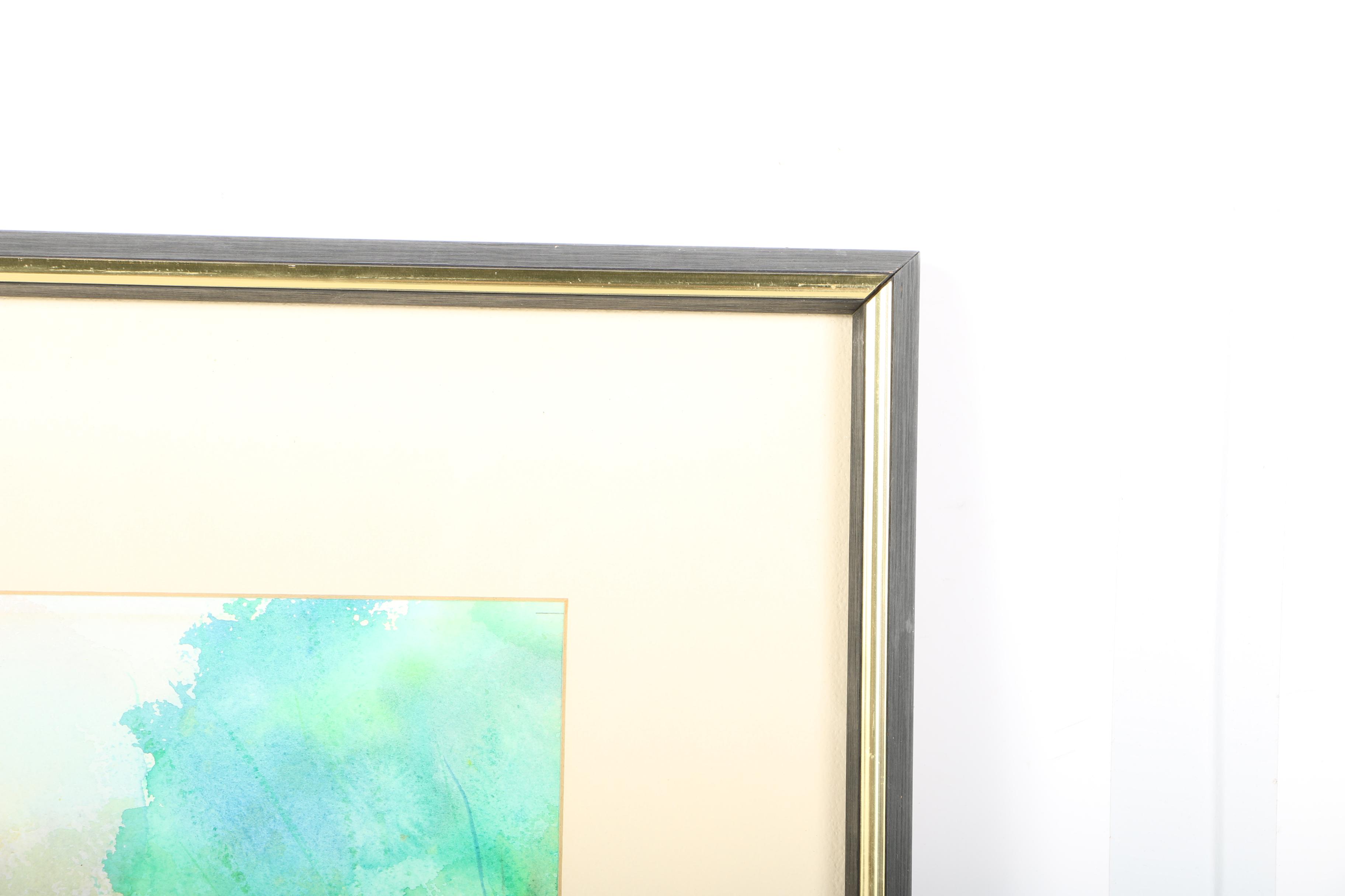 Jordan Krimstein 1974 Abstract Watercolor "Shoreline"