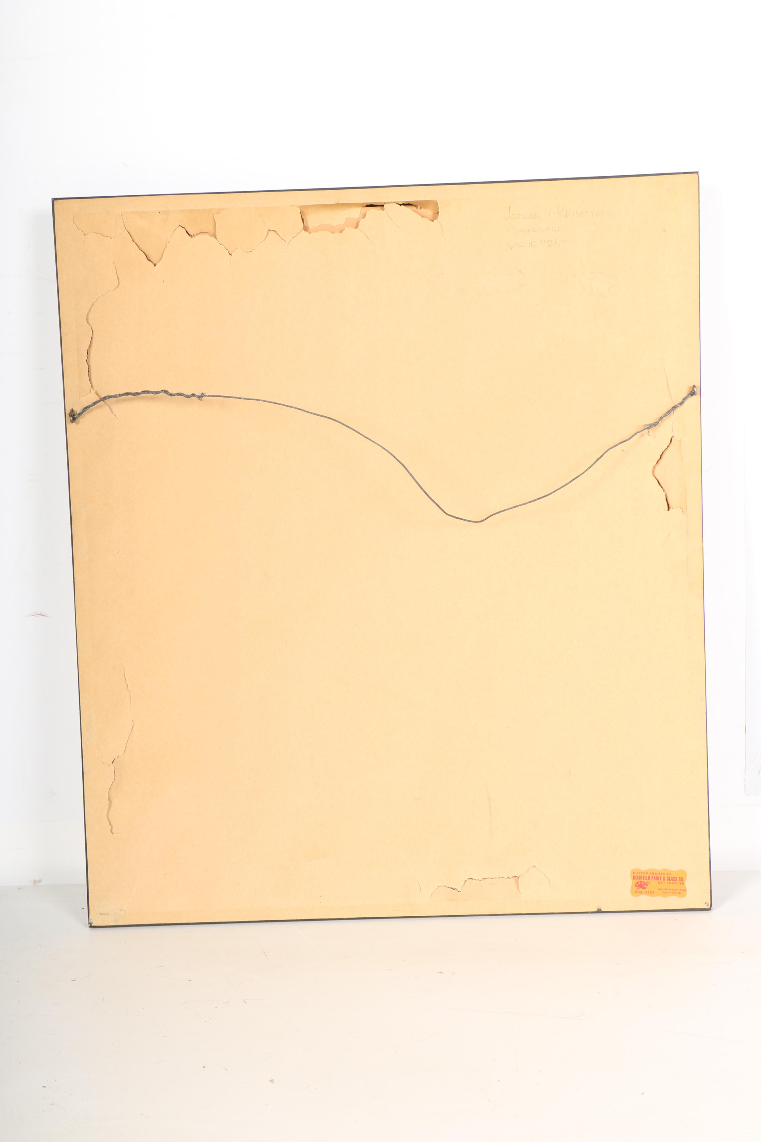 Jordan Krimstein 1974 Abstract Watercolor "Shoreline"