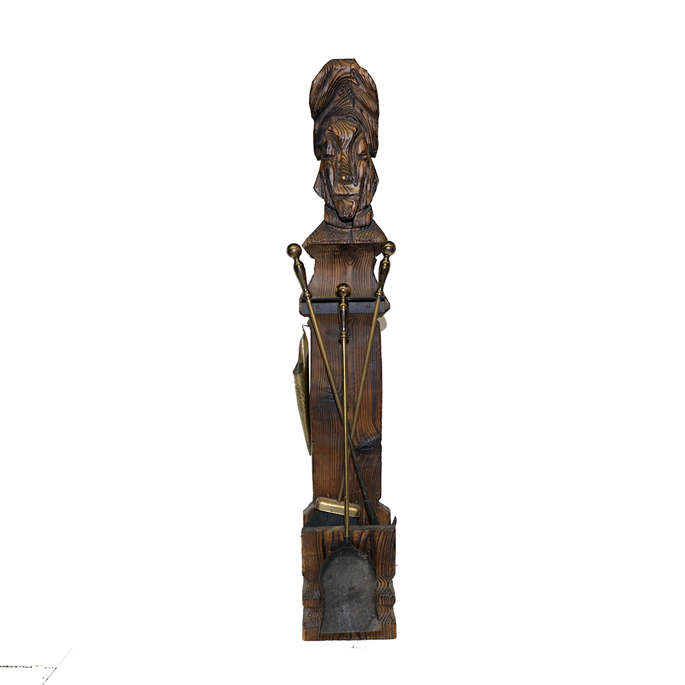 Witco Style Carved Conquistador Fireplace Tools Holder