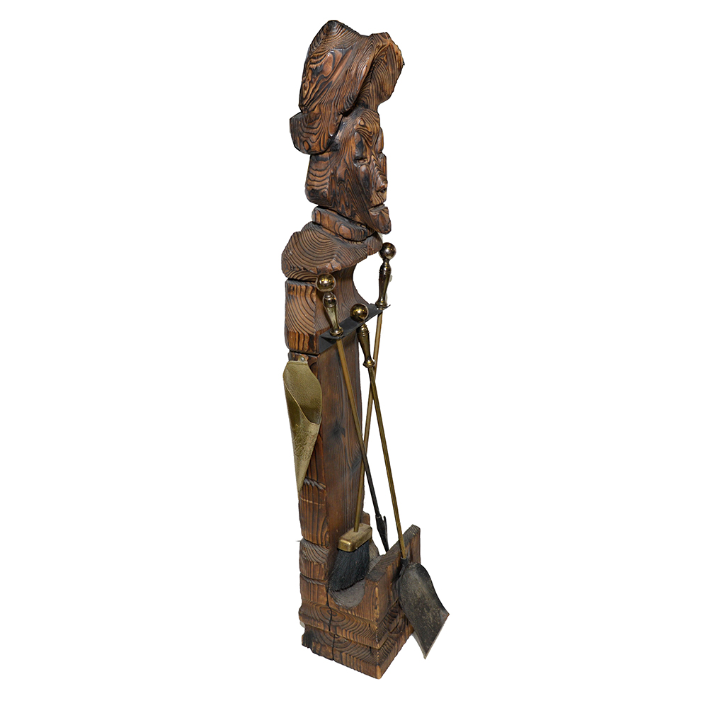 Witco Style Carved Conquistador Fireplace Tools Holder