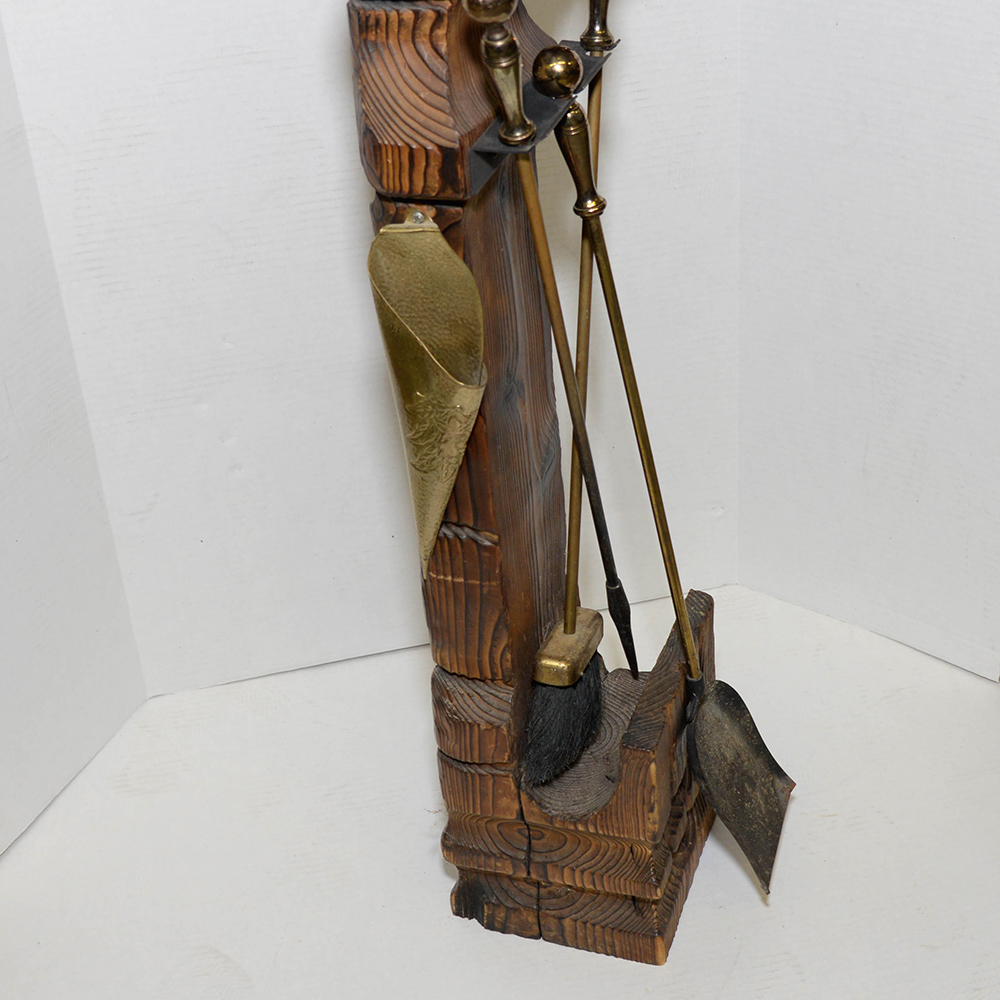 Witco Style Carved Conquistador Fireplace Tools Holder
