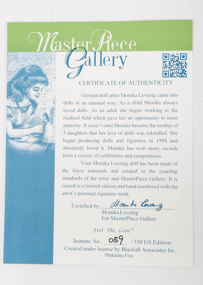 Strawberry Blonde "Jasmine" Doll with Brown Eyes by MasterPiece Dolls