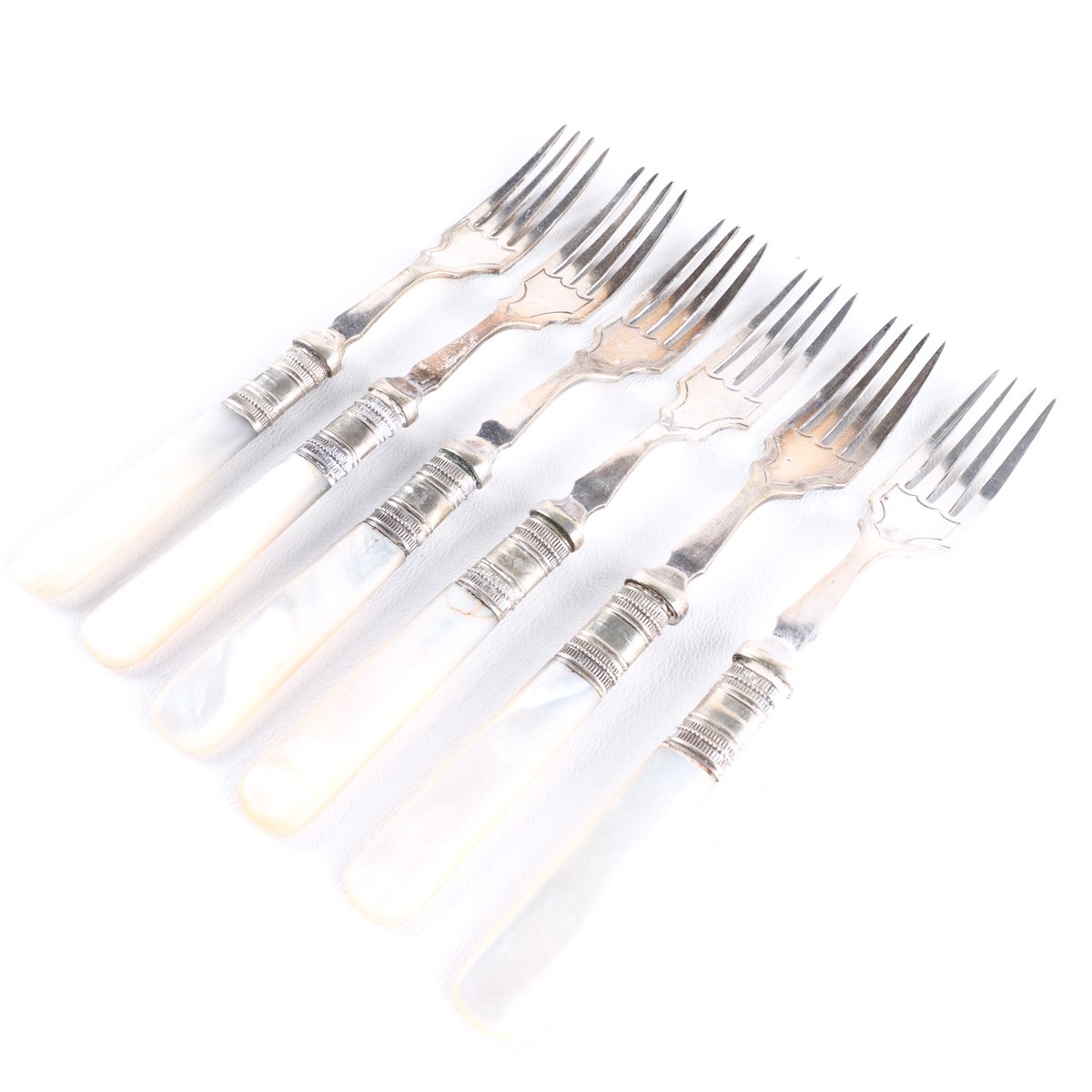 Vintage Silver Plate and Mother of Pearl Fruit Forks