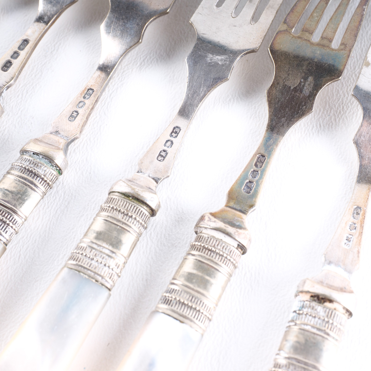 Vintage Silver Plate and Mother of Pearl Fruit Forks