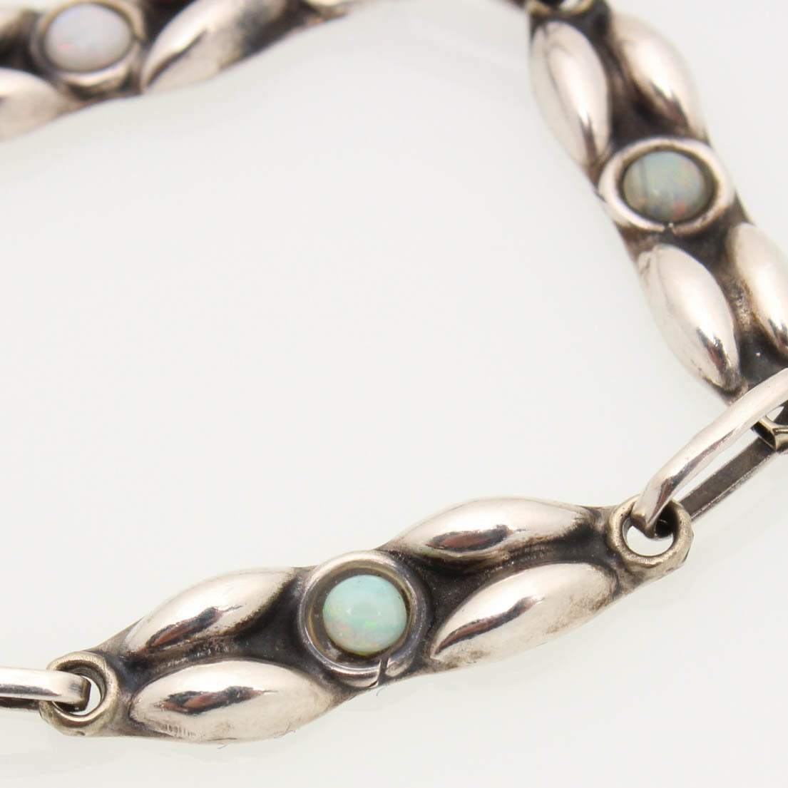 Sterling Silver Opal Bracelet with Pendant Necklace