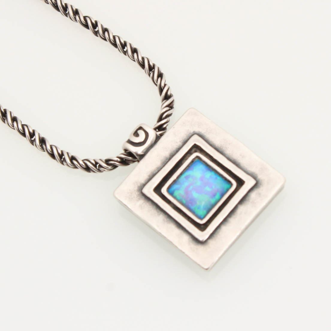 Sterling Silver Opal Bracelet with Pendant Necklace