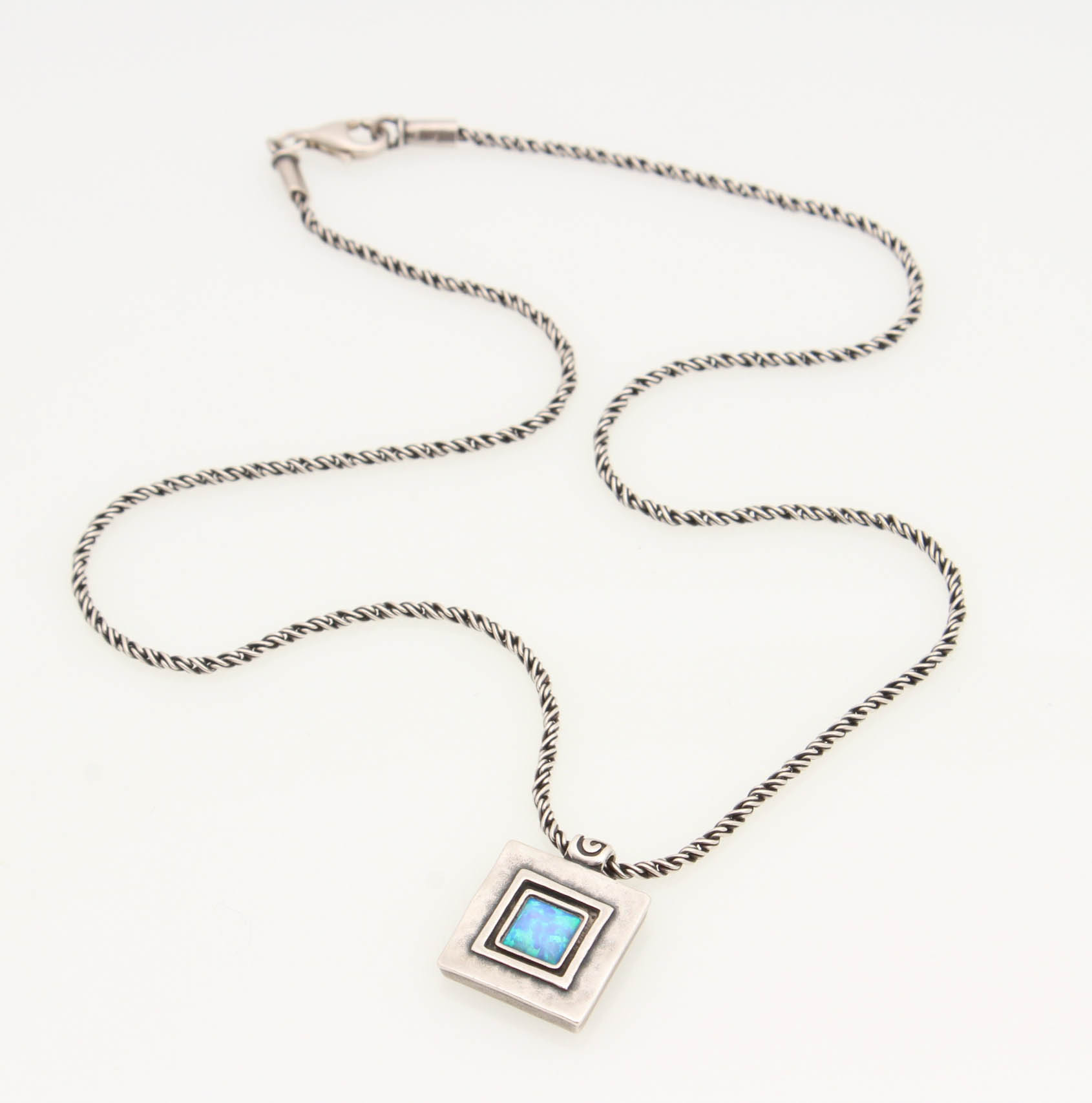 Sterling Silver Opal Bracelet with Pendant Necklace