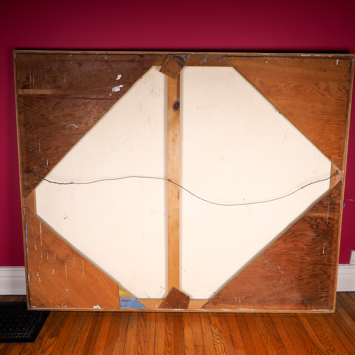 Large Blue and Green Abstract Oil on Canvas Painting