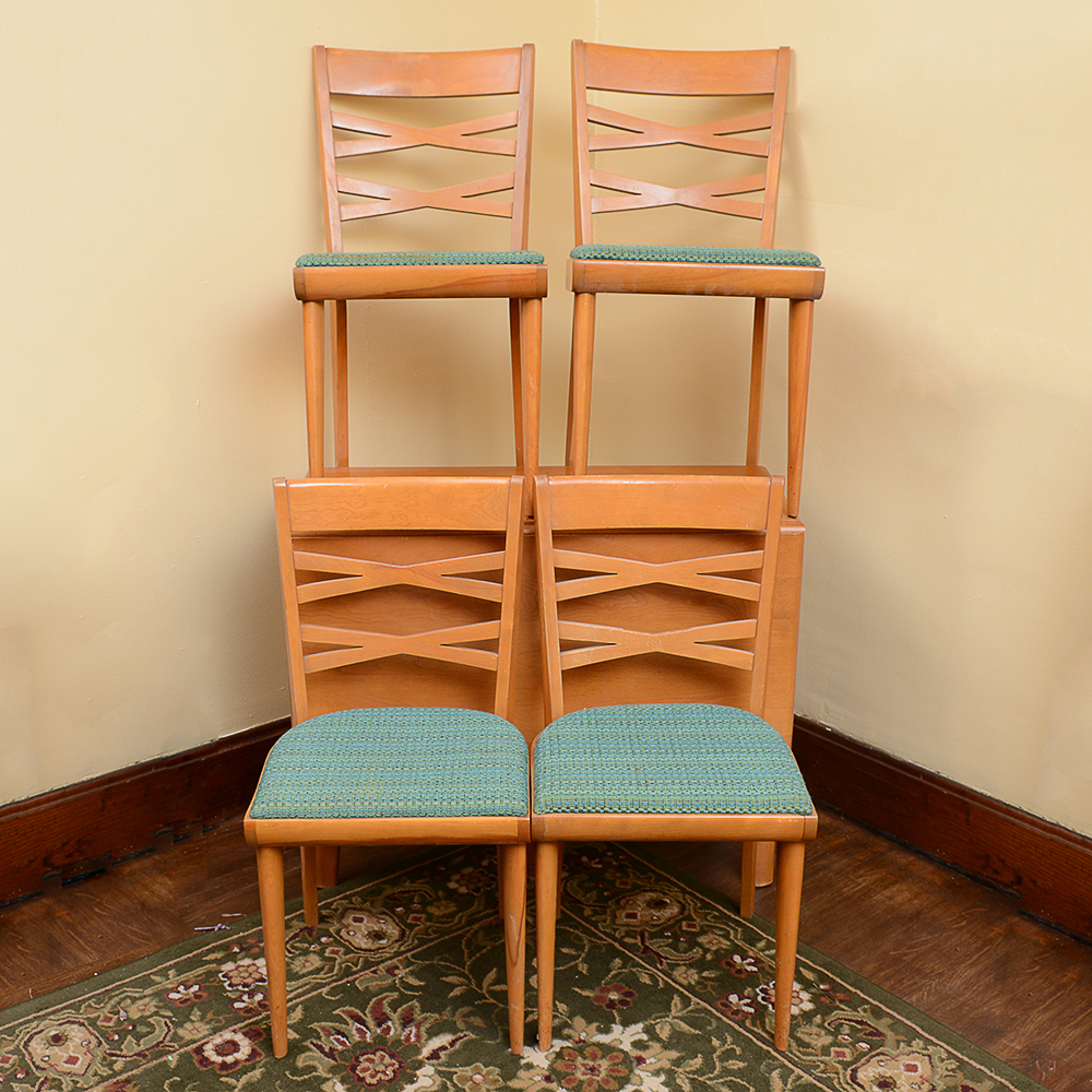 Mid Century Modern Heywood-Wakefield Drop Leaf Dining Table and Four Chairs