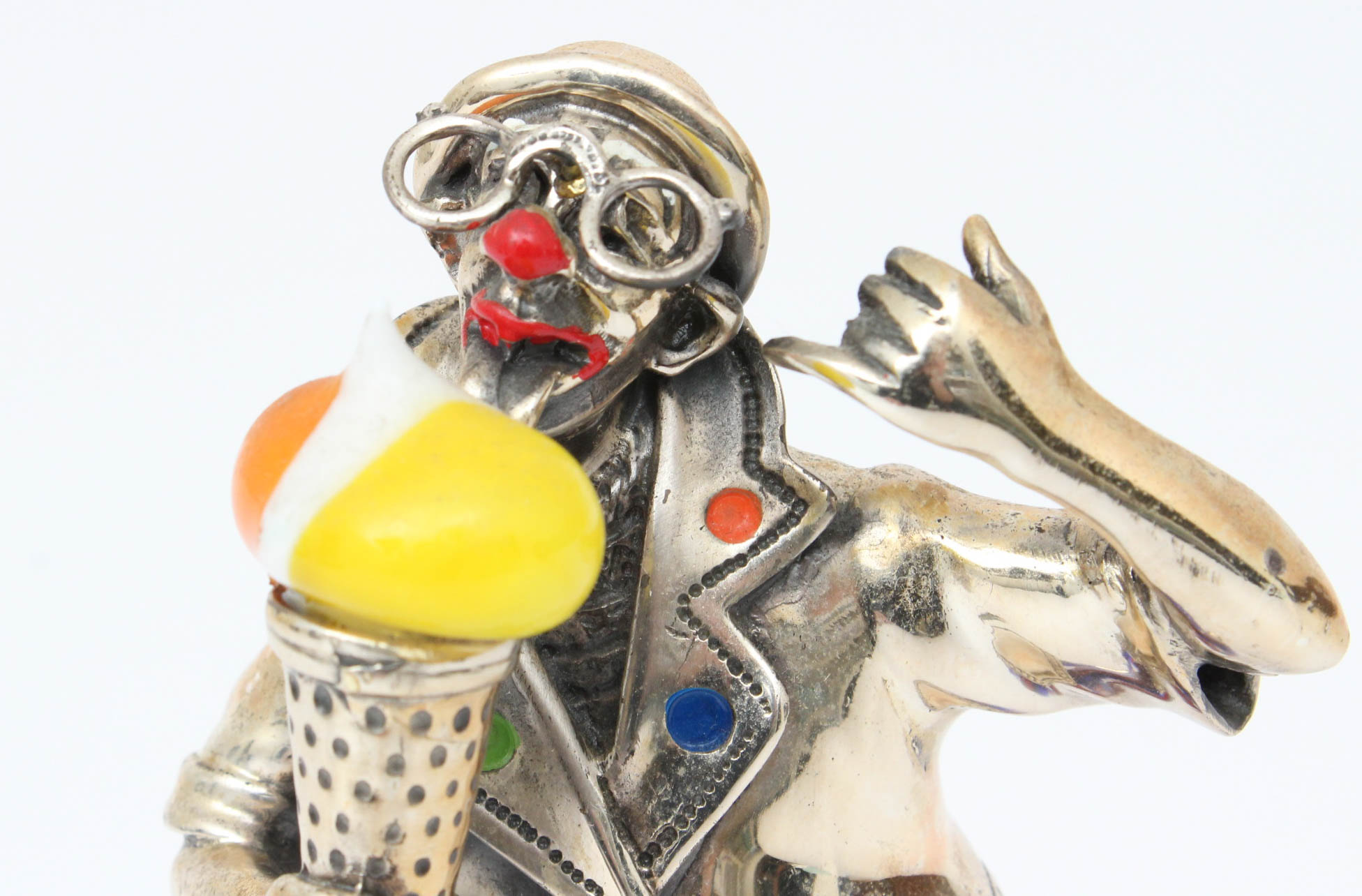 Murano Glass and Sterling Silver Clown Figurine from the Pagliacci D'Argento Collection