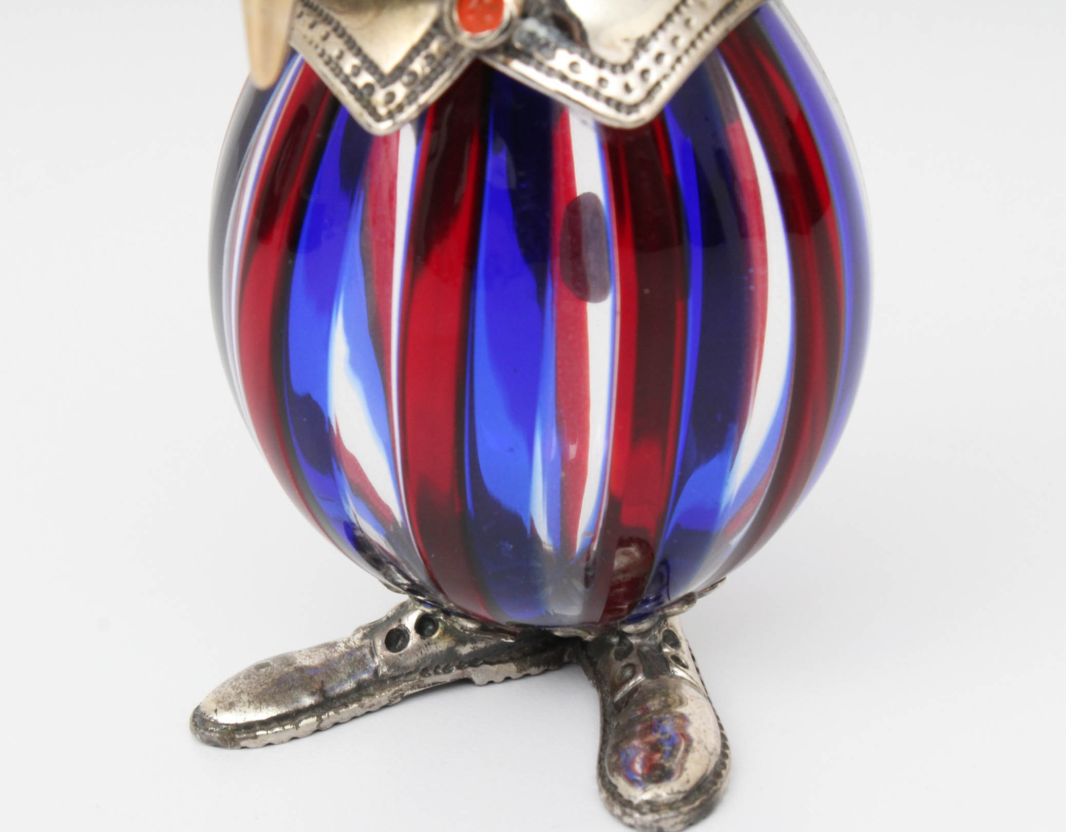 Murano Glass and Sterling Silver Clown Figurine from the Pagliacci D'Argento Collection