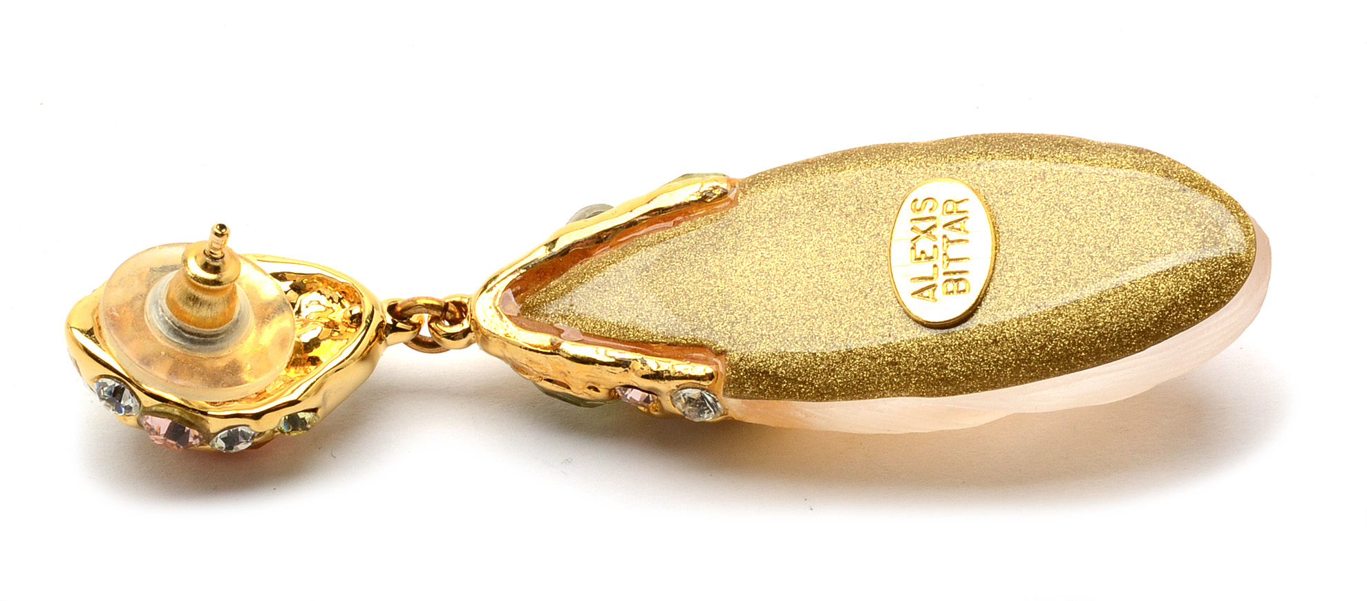 Alexis Bittar Lucite Pierced Earrings Encrusted with Swarovski Crystals