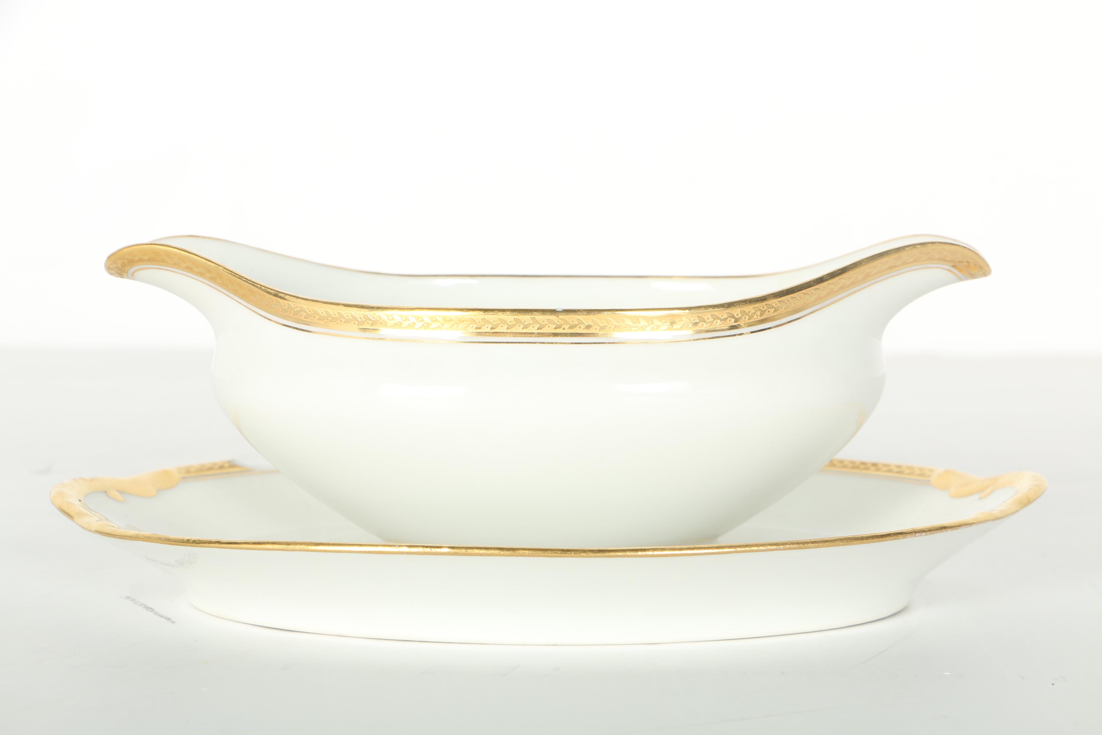 Vignaud Limoges Gold Tone Rimmed China Set