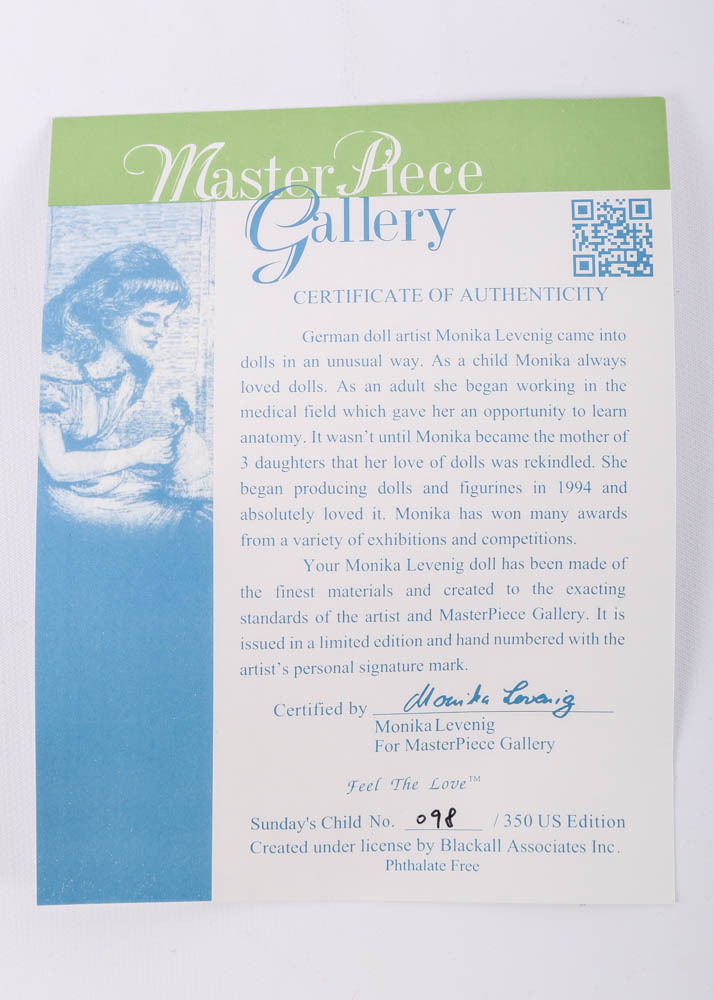 MasterPiece Dolls' "Sunday's Child" Blonde Doll with Brown Eyes from