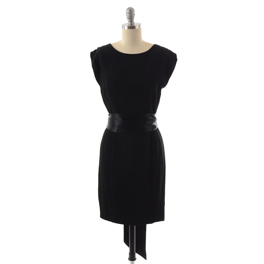 Ralph Lauren Black Sleeveless Cocktail Dress with Black Satin Tie Belt