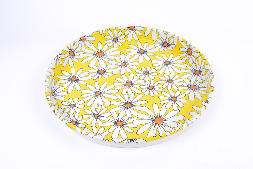 Glass Bowl and Metal Tray