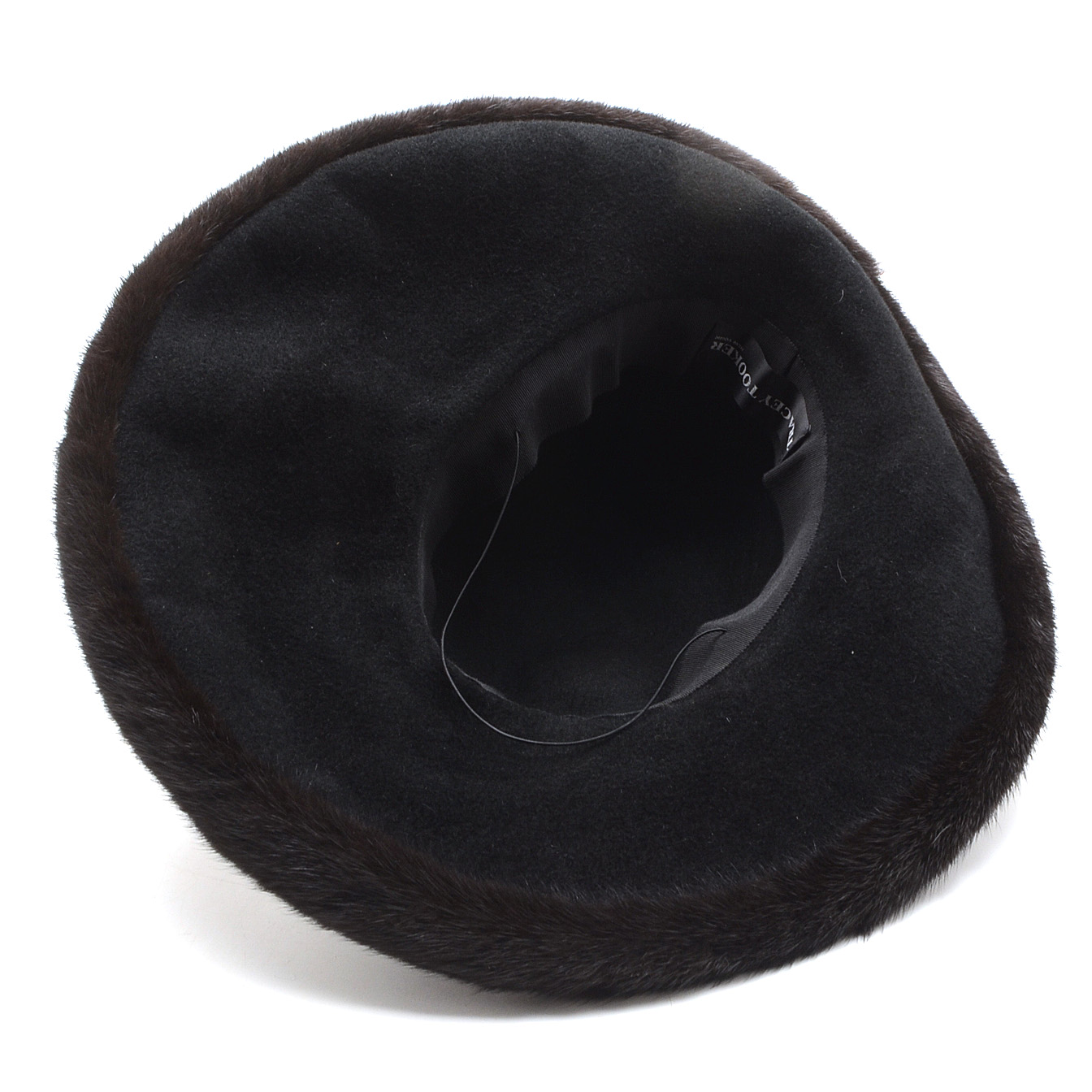 Tracey Tooker of New York Fine Millinery Black Imported Fur Felt Picture Hat Trimmed in Black Rabbit Fur