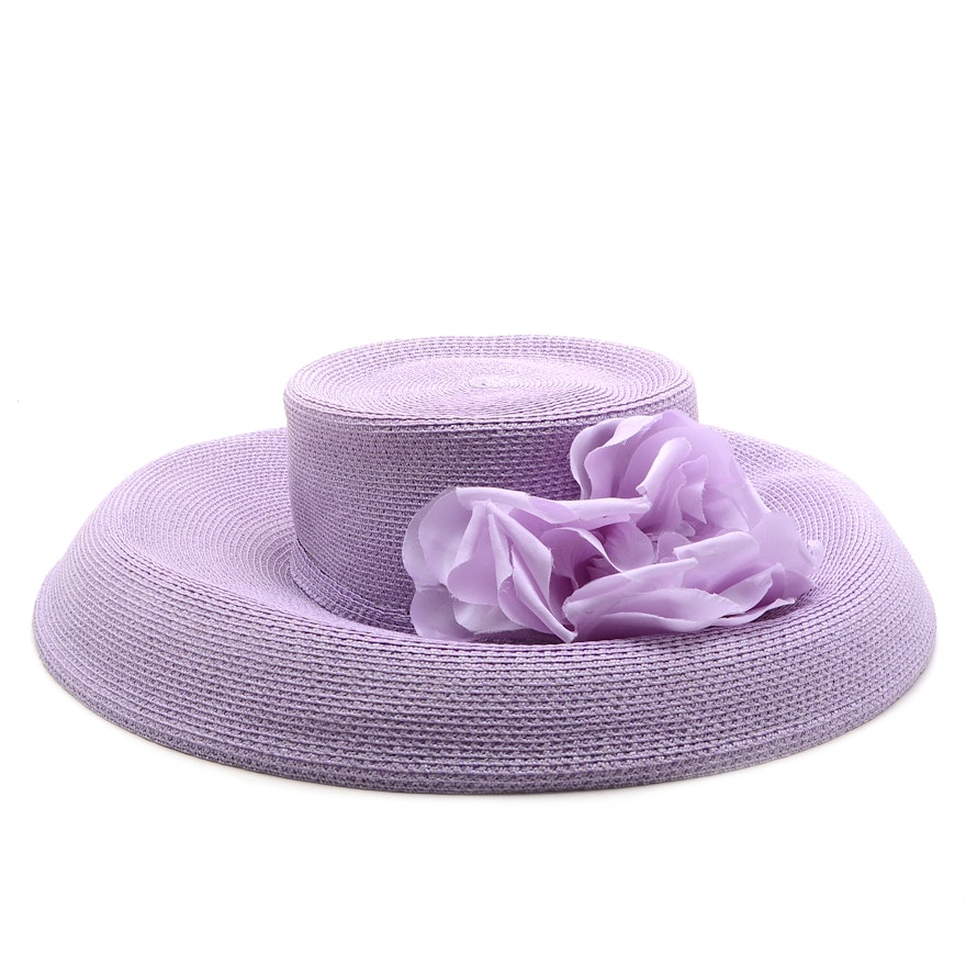 Tracey Tooker of New York Fine Millinery Lilac Cellophane Picture Hat with Florals