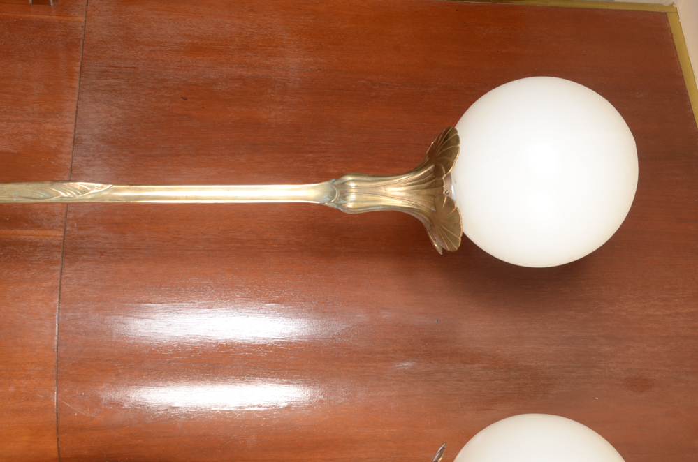 Pair of Art Nouveau Brass Floor Lamps