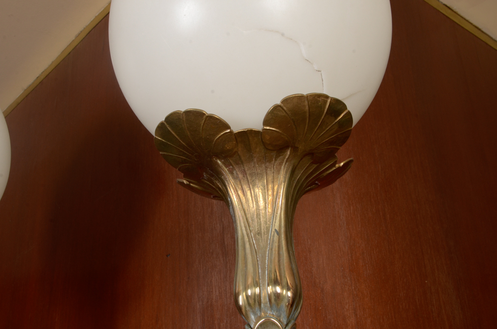 Pair of Art Nouveau Brass Floor Lamps