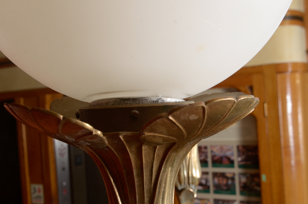 Pair of Art Nouveau Brass Floor Lamps