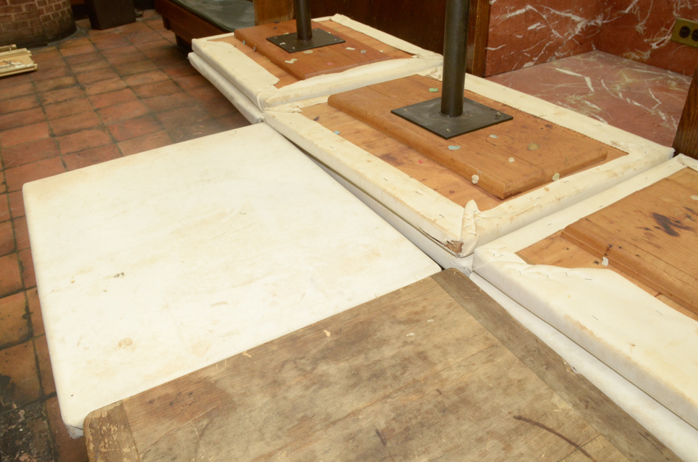 Ten Restaurant Pedestal Tables With Cast Metal Bases