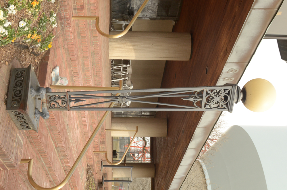 Pair of Large Iron Deco-Style Outdoor Lampposts