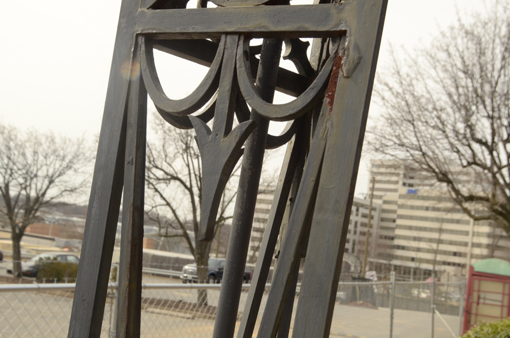 Pair of Large Iron Deco-Style Outdoor Lampposts