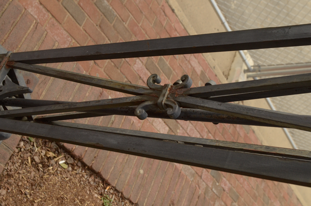 Pair of Large Iron Deco-Style Outdoor Lampposts