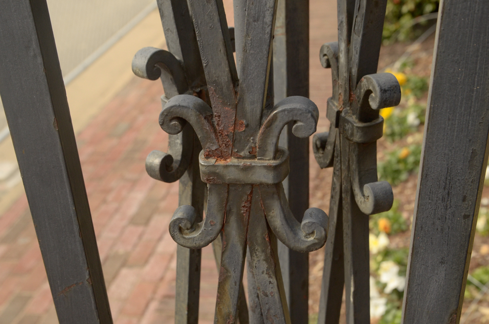 Pair of Large Iron Deco-Style Outdoor Lampposts