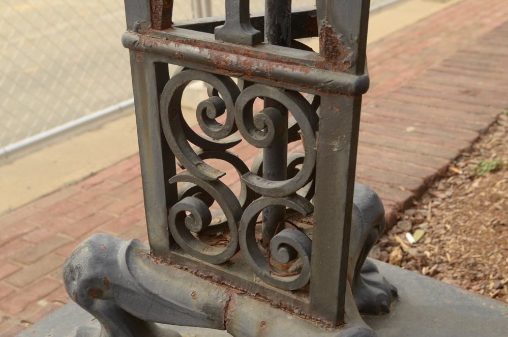 Pair of Large Iron Deco-Style Outdoor Lampposts