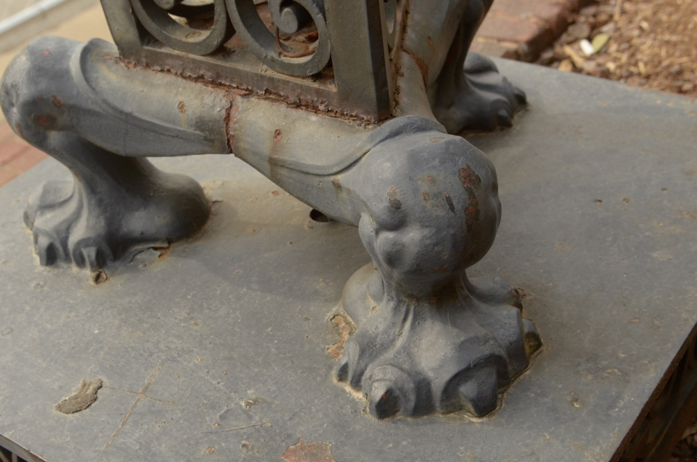 Pair of Large Iron Deco-Style Outdoor Lampposts