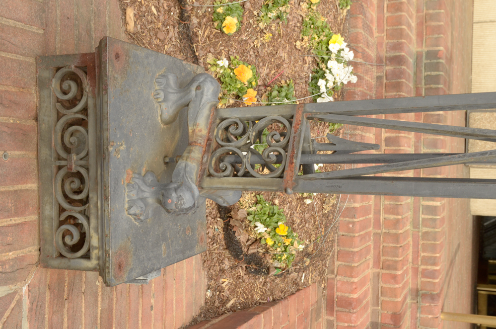 Pair of Large Iron Deco-Style Outdoor Lampposts