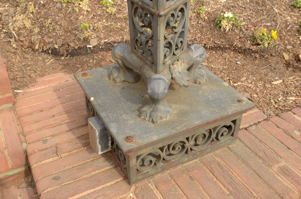 Pair of Large Iron Deco-Style Outdoor Lampposts