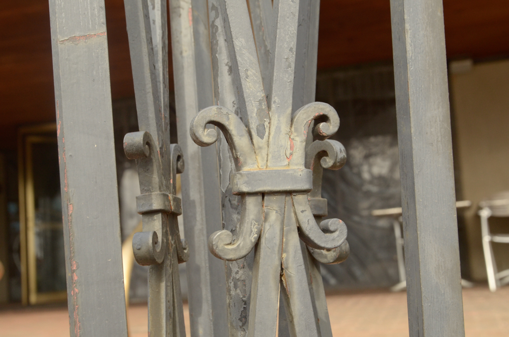 Pair of Large Iron Deco-Style Outdoor Lampposts