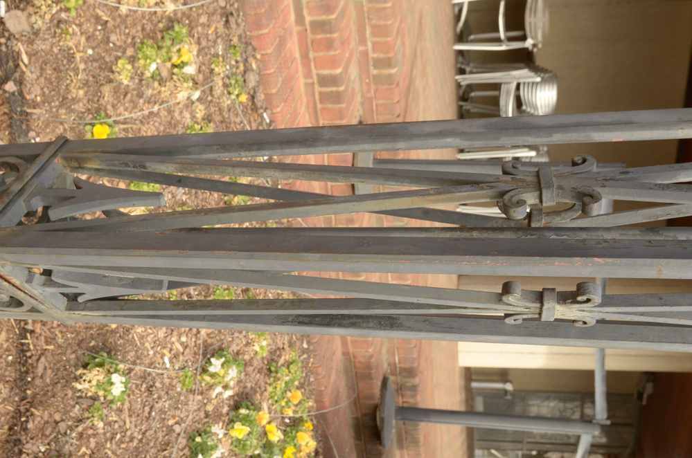 Pair of Large Iron Deco-Style Outdoor Lampposts
