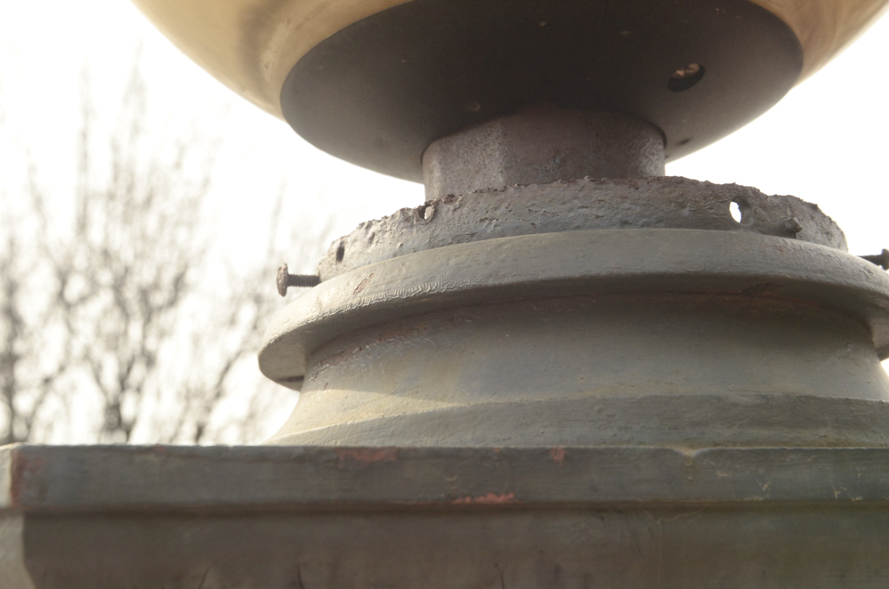 Pair of Large Iron Deco-Style Outdoor Lampposts