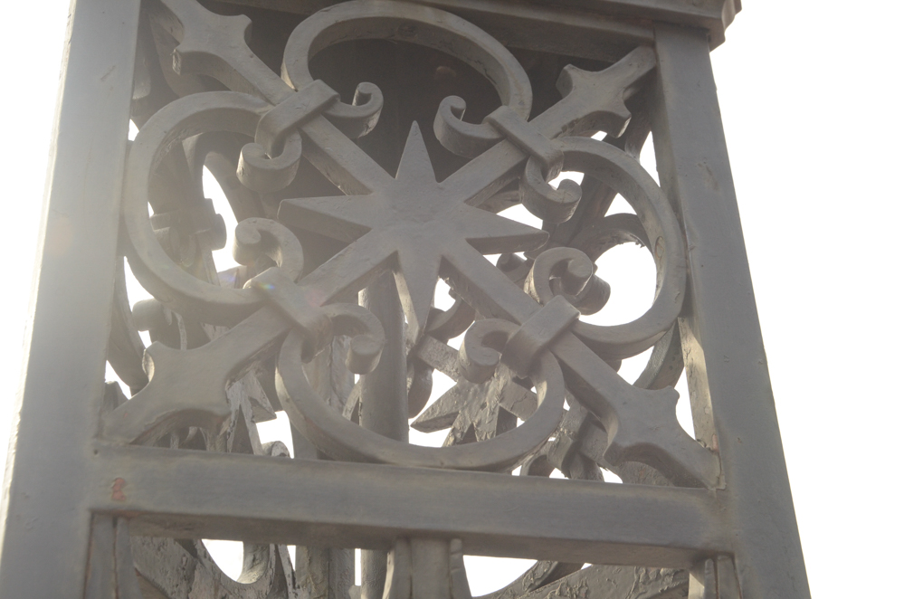 Pair of Large Iron Deco-Style Outdoor Lampposts