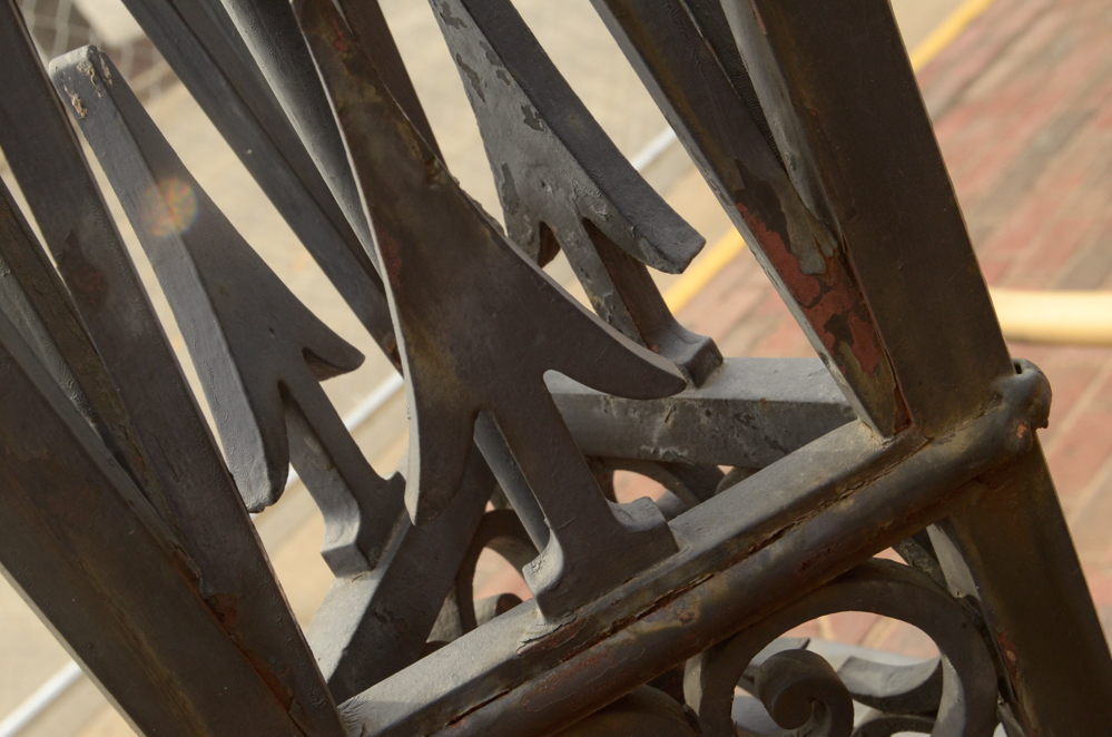 Pair of Large Iron Deco-Style Outdoor Lampposts